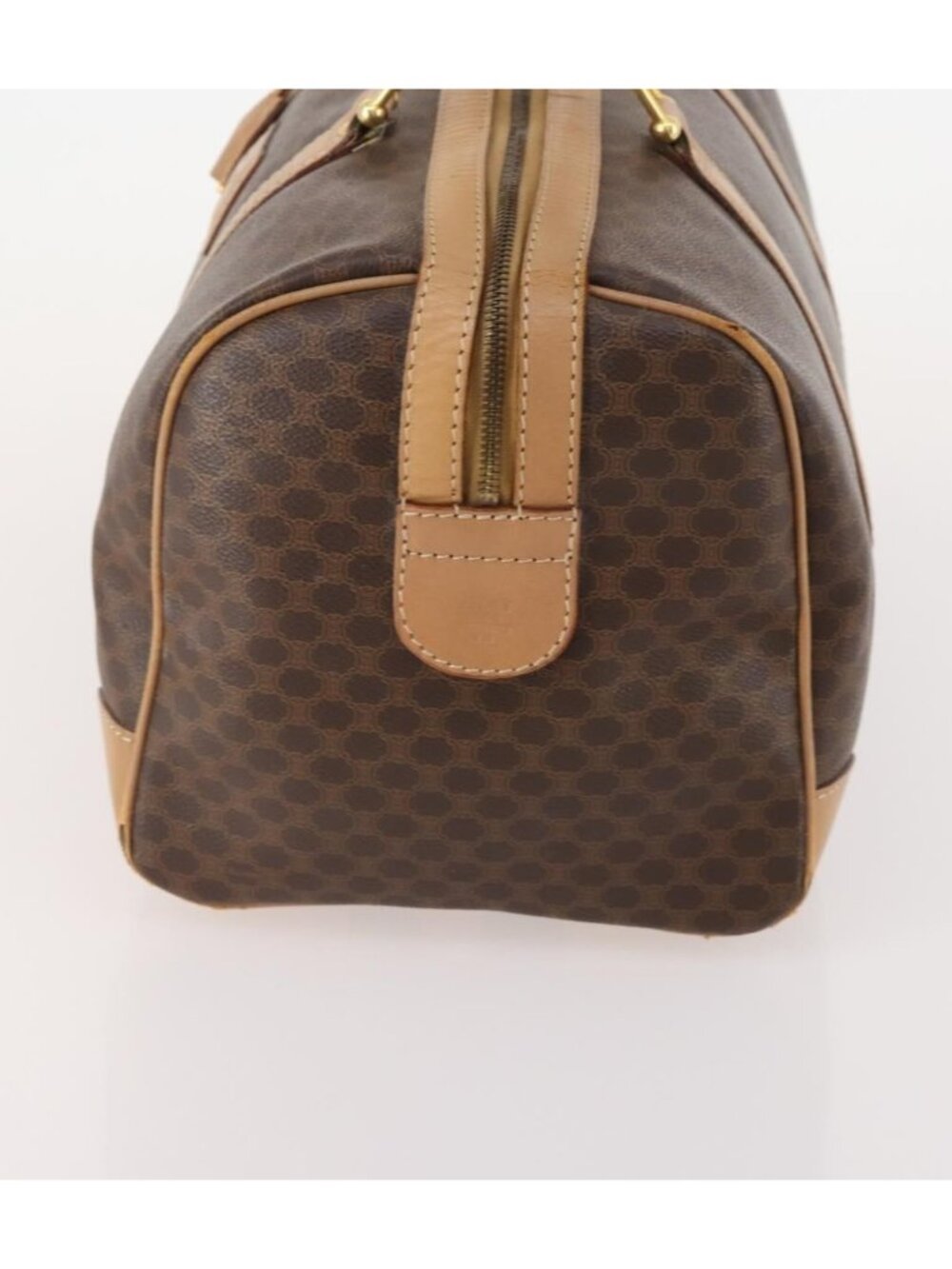 CELINE Macadam Canvas Boston Bag PVC Leather Brown Gold - Picture 3 of 16